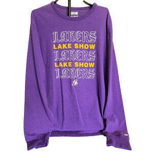 Los Angeles Lakers Long Sleeve Shirt Mens 2XL Lakers Purple w Gold White Text